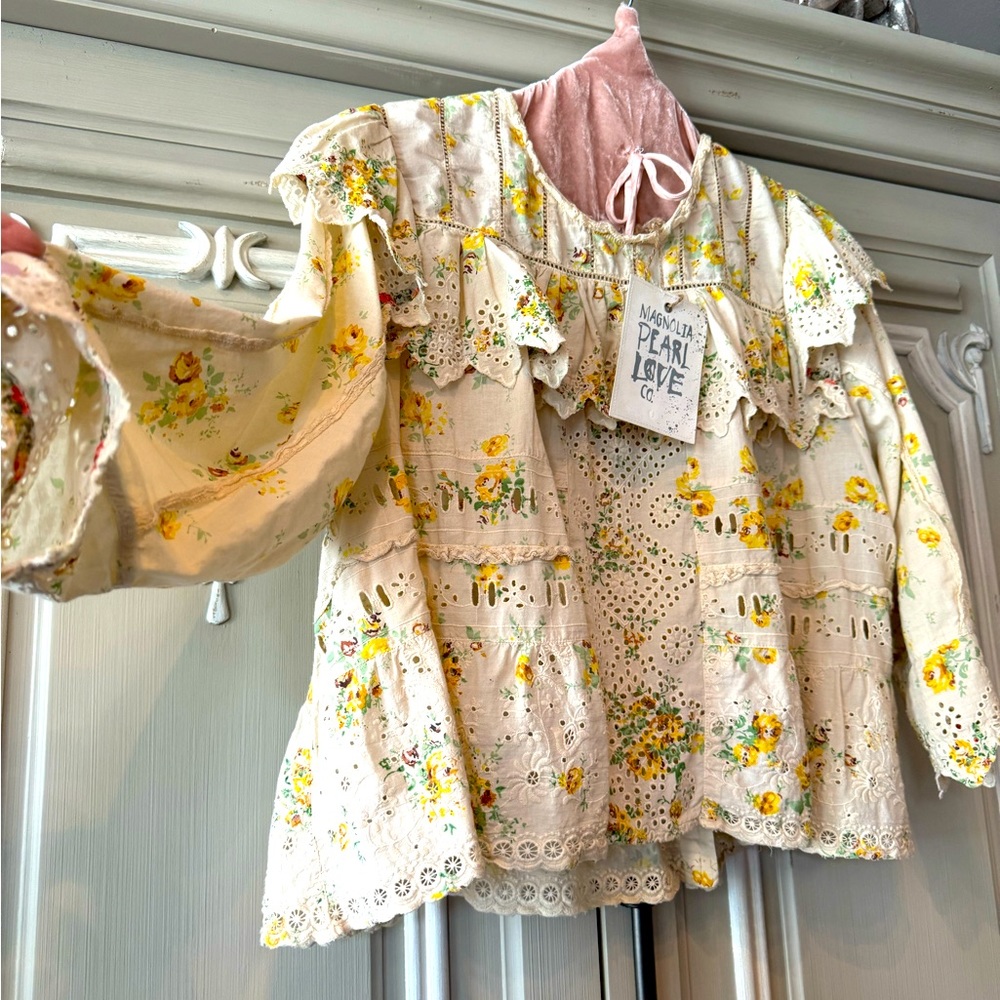 Magnolia Pearl Cream and Yellow Floral Blouse